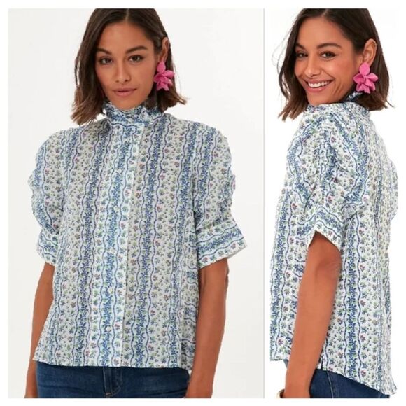 Thierry Colson Floral Vita Blouse Top Shirt Size Medium - Picture 1 of 9
